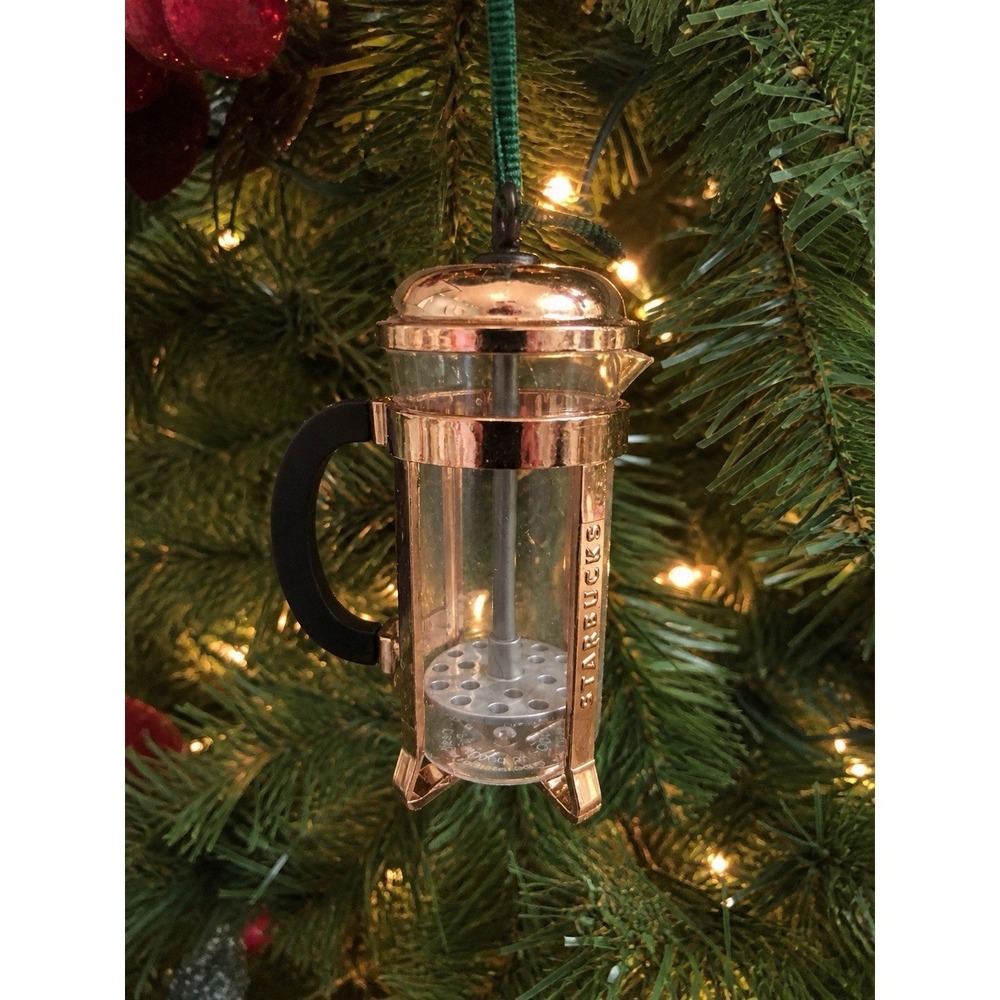 Starbucks Bodum French Press Christmas Ornament Copper‎ Mini 2.5"